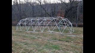 Geodesic Tunnel Dome with 4 Extensions