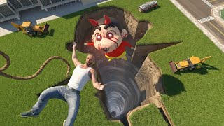 Franklin Fall in deepest zombie shin Chan Hole In Indian bike driving 3d 