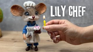 Lily Chef Mouse Felting Tutorial  Handmade Felted Doll