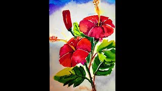beginners painting hibiscus flowers