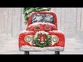 Red Christmas Truck with Wreath Acrylic Painting LIVE Tutorial
