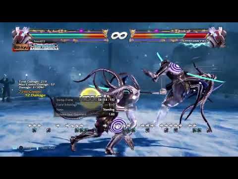 Yoshimitsu df+2 No Sword Stance Wall Carry Staple Combo 57 Damage 8 Hits Version 5 Tekken 7