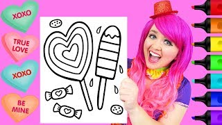 Coloring Valentine's Day Heart Candy & Treats Coloring Page Prismacolor Markers | KiMMi THE CLOWN