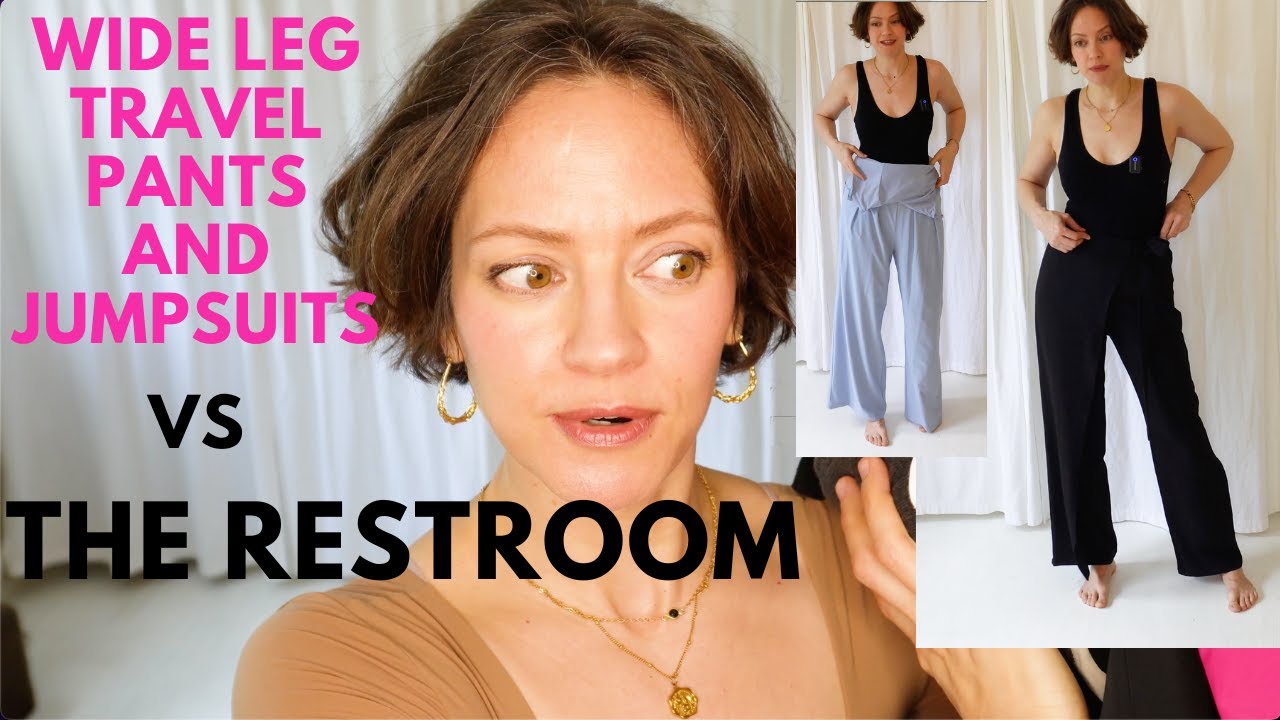 How to use the restroom when wearing wide leg pants or a jumpsuit