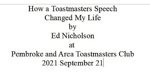 How a TM Speech Changed My Life Ed Nicholson 2021s...