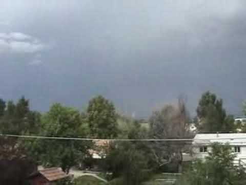 Tornado sirens going off during a tornado warning in Aurora, Colo. The sirens are giving an "all clear" warning at the end of the video, except for the distant T-bolt sirens heard in the distance. UPDATE: There has been alot of debate of what siren this is. Most all of Aurora has the Whelen 3016 sirens, which look nothing like this multi-direction siren. This is the ONLY siren like this in Aurora. If you would like to see this siren in person, it is behind Sable Elemetary School.