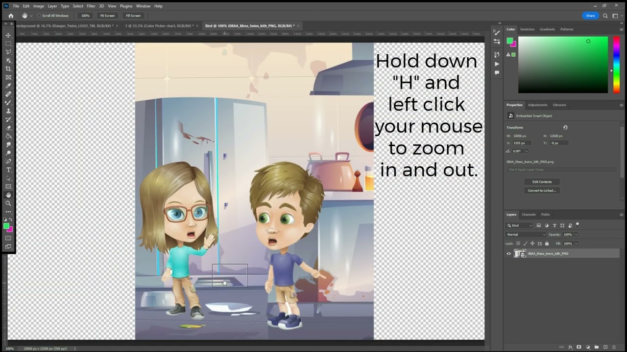 Photoshop Quick Tutorials - How to use Bird's Eye View to zoom in and out.