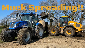 Muck Spreading with A JCB 419S, New Holland T6 And Shelbourne Power Spreader