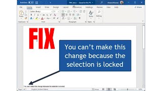 You Cant Make This Change Because The Selection Is Locked Word Fix