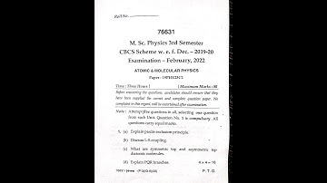 M.SC Physics 3rd semester previous year paper || Atomic and molecular Physics 2022 ||