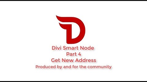 Get New Address - Divi Smart Node, Part 4