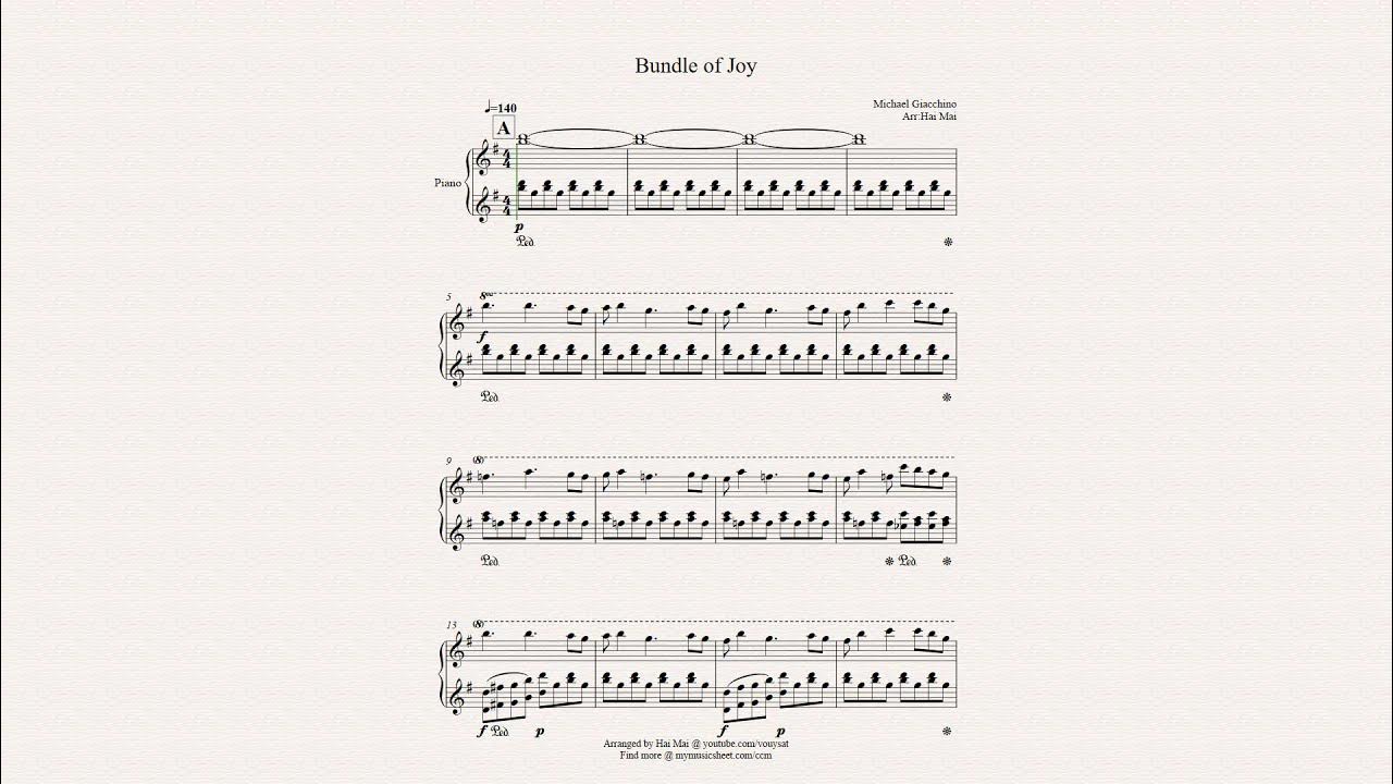 Inside Out Bundle Of Joy Piano Sheet Music Bundle of Joy - Inside Out main theme - Arranged for Piano solo with