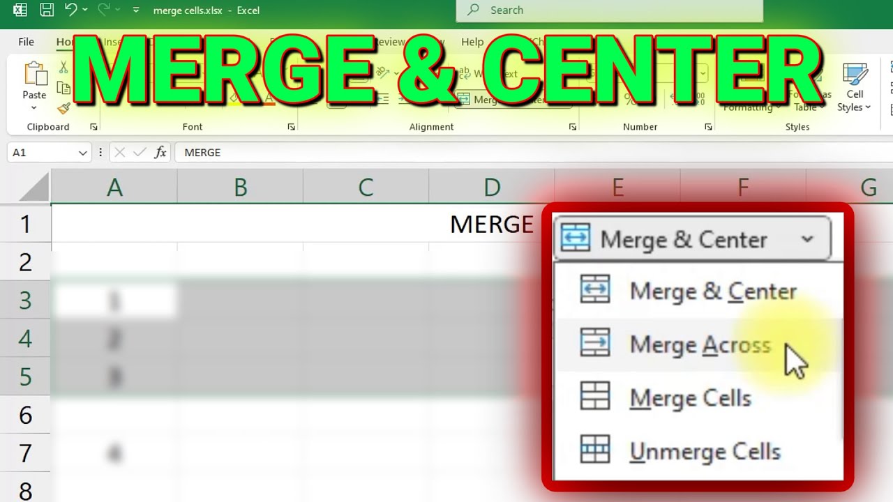 How to Merge and Center Cells in Excel - YouTube
