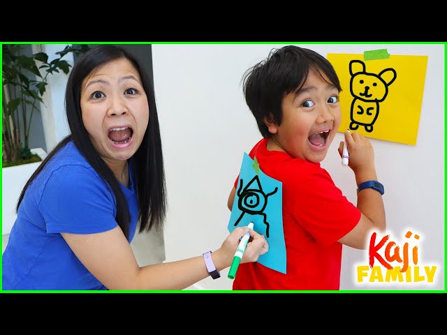 Draw on My Back Challenge with Ryan vs Mommy!!! class=