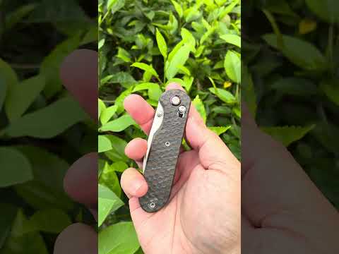 GEO KNIFE GEO2402J. Tiger Stripe Pattern Flamed Ti Handle 3.1’ Stonewash Bohler M390 Blade. 