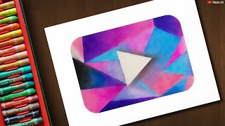 Colorful YouTube DIAMOND PLAY BUTTON Oil Pastel Drawing - Step by Step