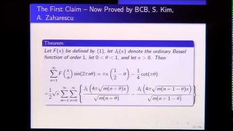 International Conference in Number Theory and Physics - Bruce Berndt