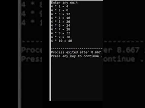 how to create multiplication table in c | #cprogramming #programminglanguage #codingshorts #coding