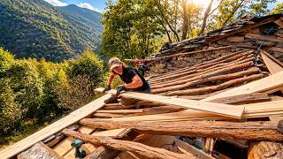 Restoring Our Old Cabin Roof | Stonework, Woodworking & Cabin Life | EP143 screenshot 5