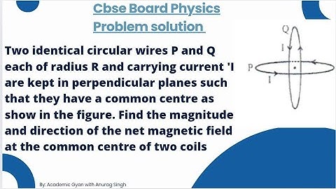 Two identical circular wires P and Q each of radius R and carrying current 