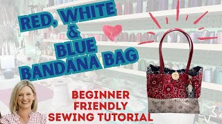 Small Bandana Tote! Red white and blue! 