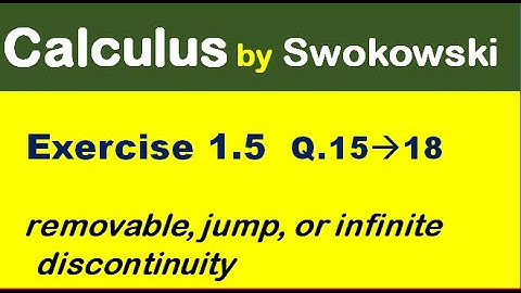 Calculus by Swokowski Exercise 1.5 Q 15 to 18 removable, jump, or infinite discontinuity
