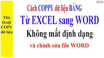 Cách sao chép dữ liệu từ EXCEL sang WORD l Giữ nguyên định dạng l BNIT4.0