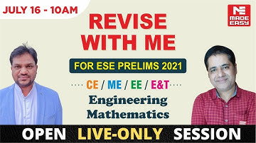Revise With ME |ESE Prelims 2021| Engg. & Mathematics | CE, ME, EE, E&T | by  Sagar Sir & Puneet Sir