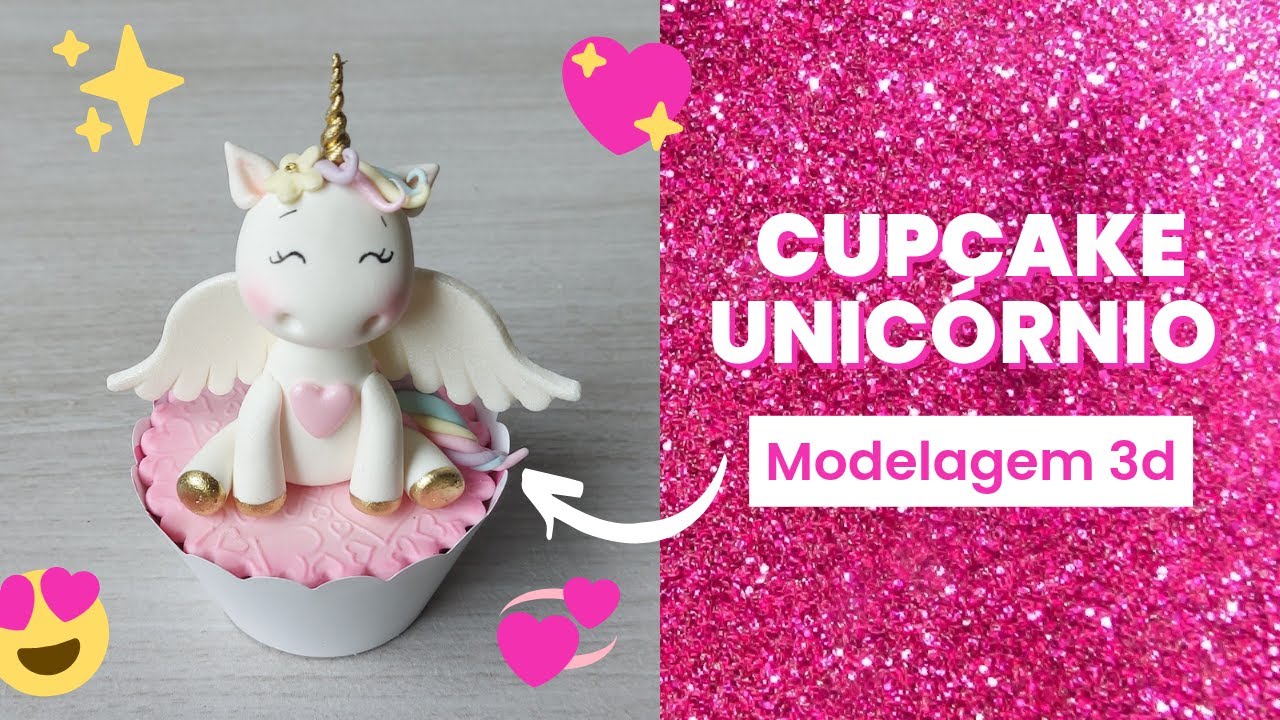 Cupcake unicórnio , com modelagem de unicórnio passo a passo em pasta americana. Tutorial
