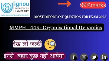 MMPH -006  MOST IMPORTANT QUESTION | IGNOU MBA |GYAN GATE
