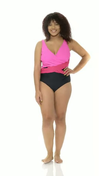 Sporti Plus Size Marina Criss Cross Tummy Control One Piece Swimsuit | SwimOutlet.com