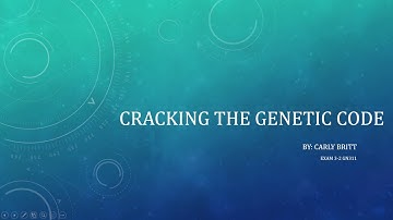 Basics of the Nirenberg Experiments