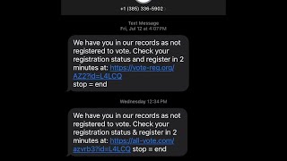 Spam or real? Unsolicited text messages say you aren’t registered to vote