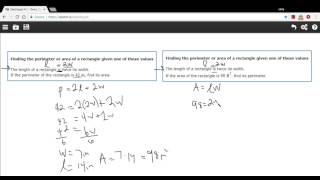 Finding The Perimeter Or Area Of A Rectangle Given One Of These