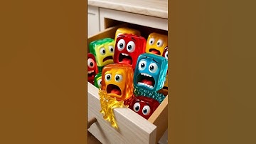 Candy Cubes Panic in the Drawer! 🍬😱#CandyCubes #3DMonsters #PixarStyle