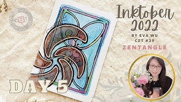 Day 5 Inktober 2022 Zentangle pattern #MOLYGON 禪繞畫 禅绕画 #1806 How to draw by Eva Wu ゼンタングル ATC tile