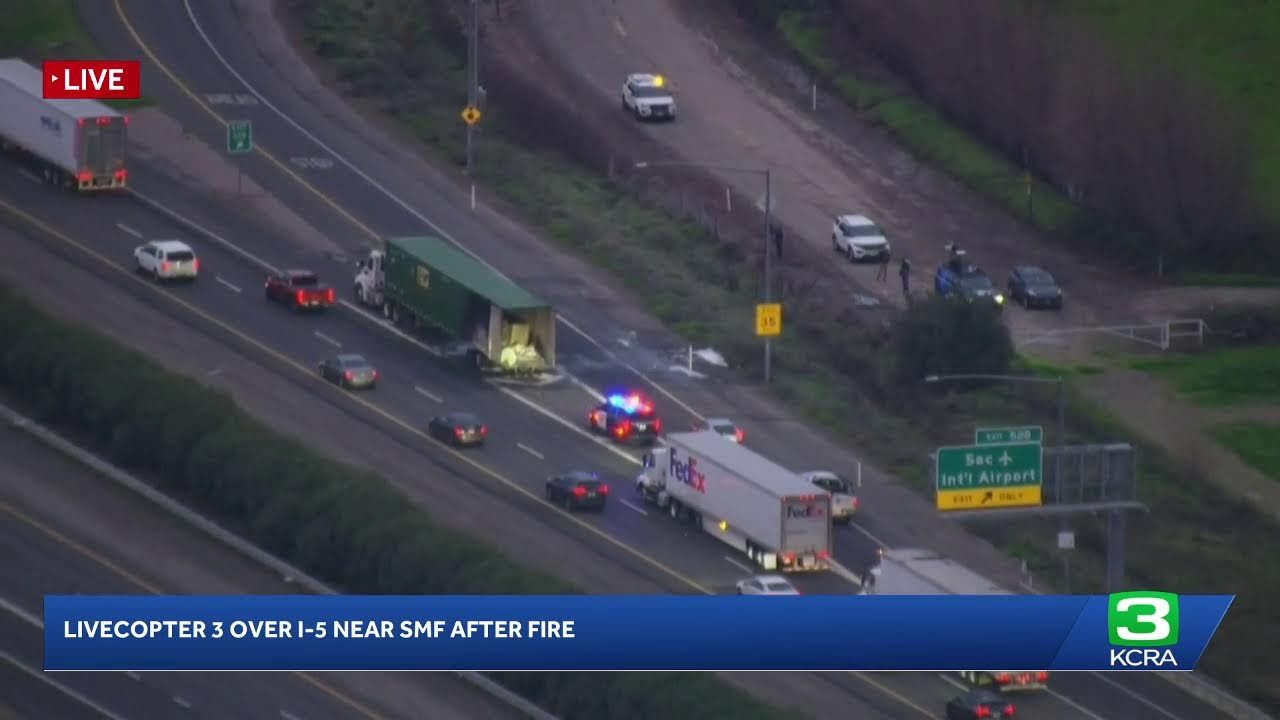 LiveCopter 3 is over I-5 near SMF after a big rig fire