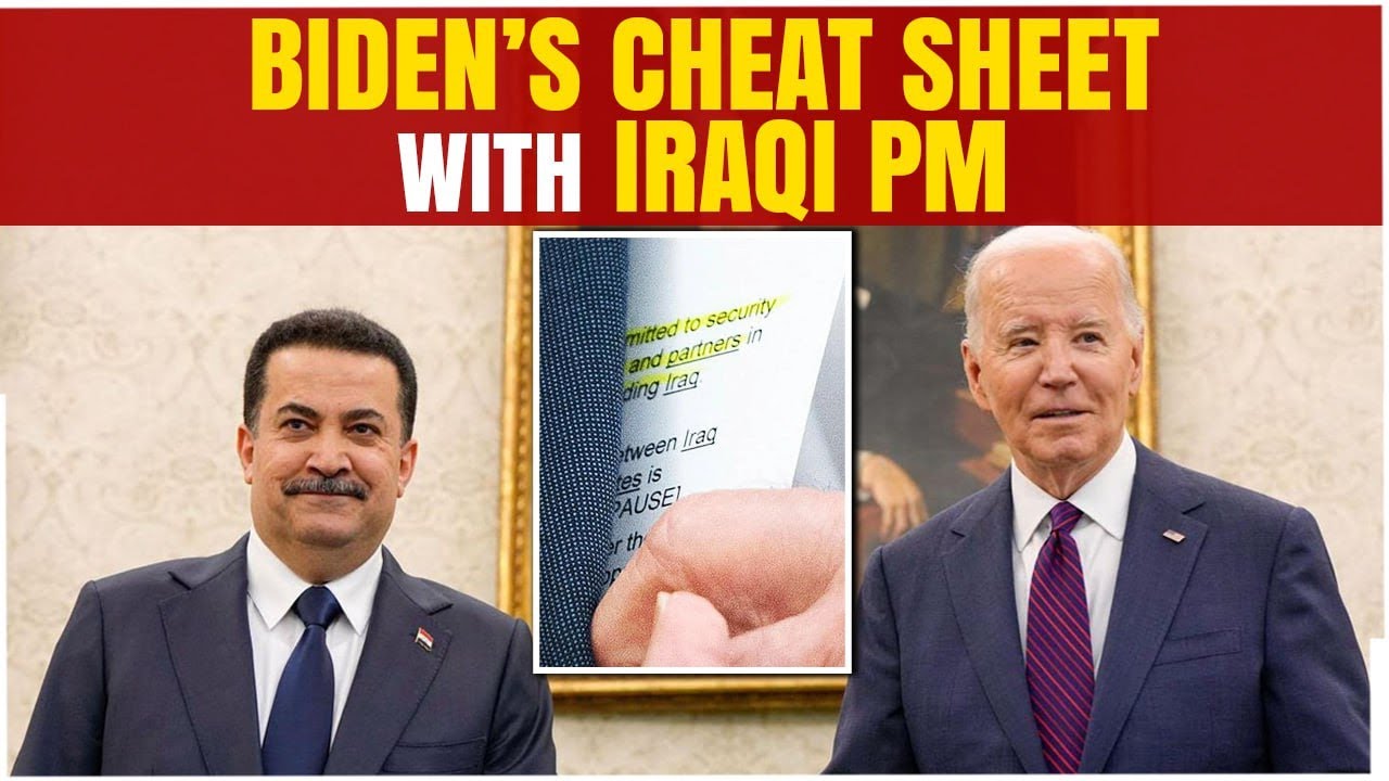 Biden Seen Using Cheat Sheet with Written Remarks in Meeting with Iraqi ...