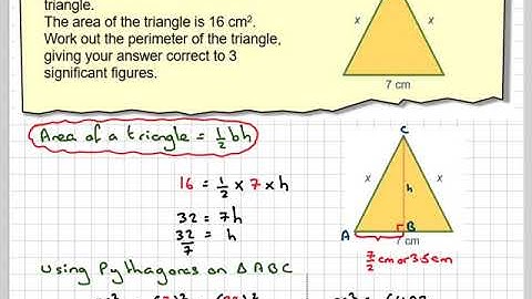 Finding the perimeter of an isosceles triangle using Pythagoras theorem