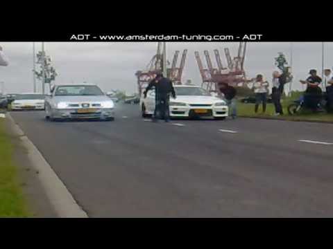 SEAT Ibiza Cupra 20VT versus Nissan Skyline GT-T RWD Amsterdam-Tuning ADT 2010 - streetrace Sloterdijk