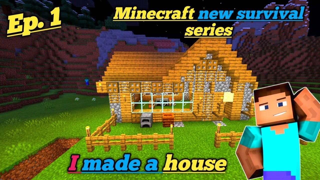 Minecraft new survival series // I made a house // Minecraft pocket ...