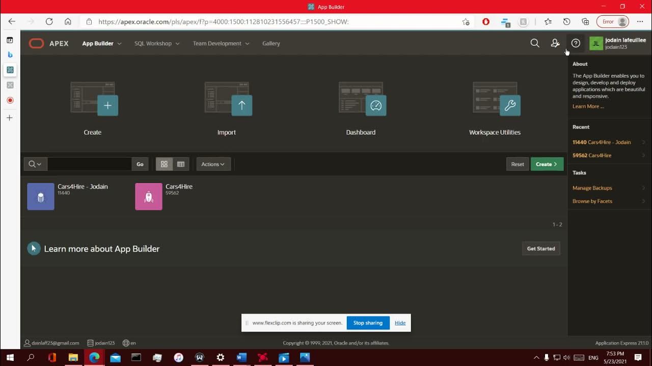 Managing User Accounts and Logging in - Oracle Apex Database ...