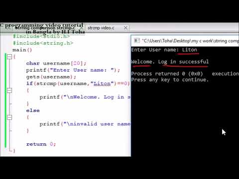 27.How to make a login system in c language || User name and password system in C bangla tutorial