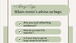 Tester's advice for software bugs