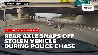 Grappled stolen vehicle has axle ripped off during getaway attempt!