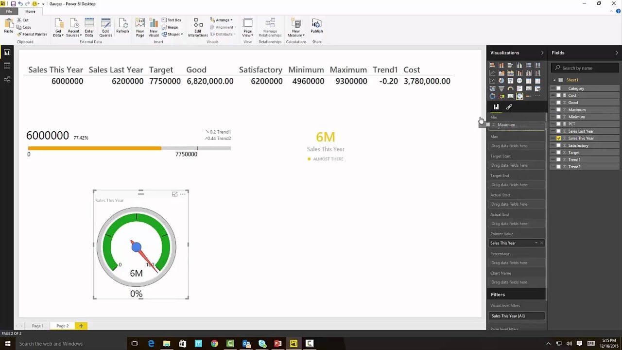 Bullet Chart Power Bi