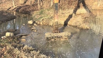 Hitachi Long Reach Excavator Dredging Pond PoV