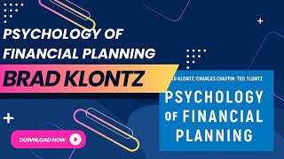 Psychology Of Financial Planning Specialist By Brad Klontz