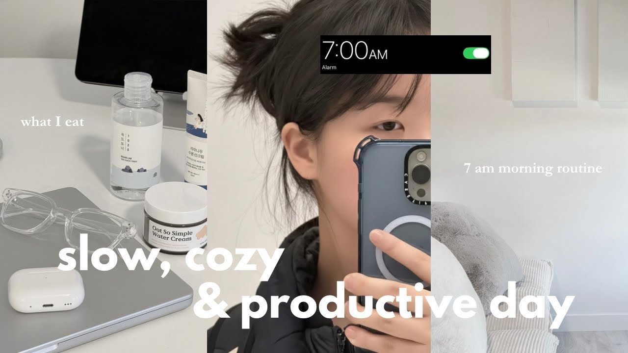 slow, cozy & productive morning l 7:00 am reset routine, simple meals, MacBook unboxing