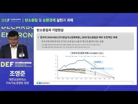 [2023탈탄소포럼] 탄소중립 및 순환경제 실현과 과제 / 조영준 대한상공회의소 지속가능경영원 원장